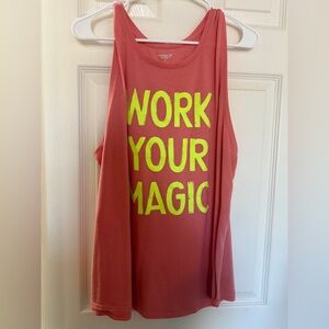 Old Navy Pink Tank Top with Neon Yellow Text